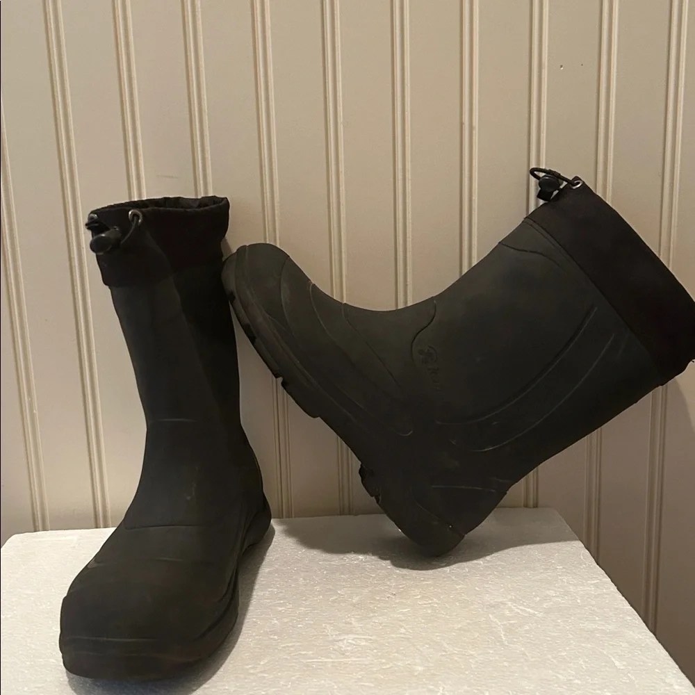 Kamik Men's Slip In Black Waterproof Rubber Rain/Snow Boots elastic size 6